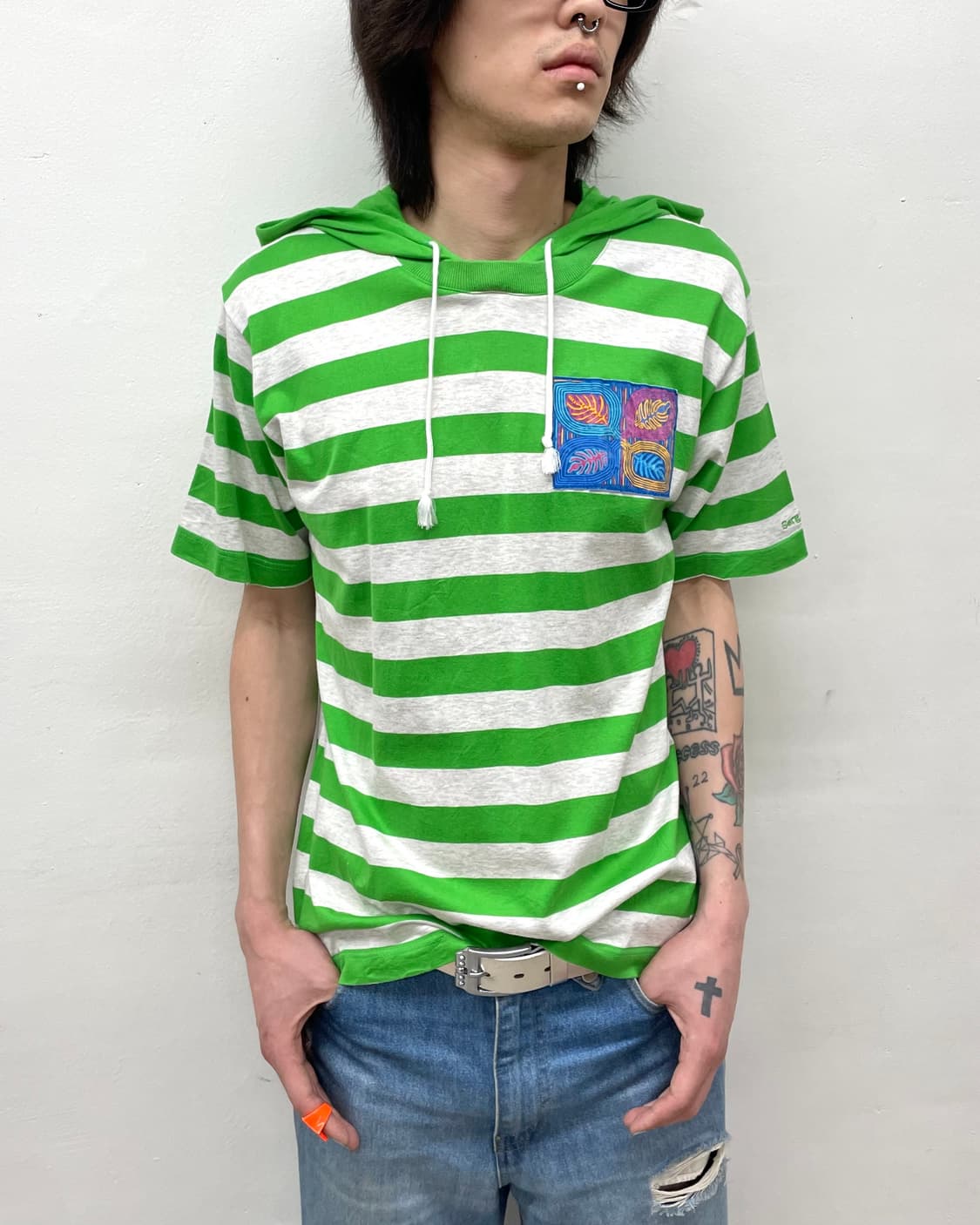 Green Stripe Hoodie T-shirt  상품이미지3