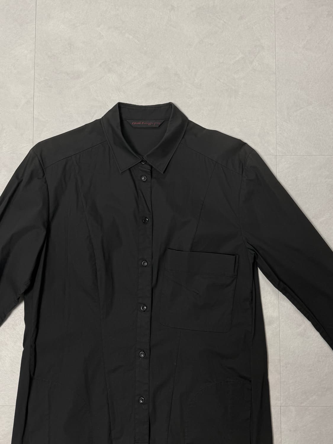 오브제 블랙 코튼 롱 셔츠 상품이미지4