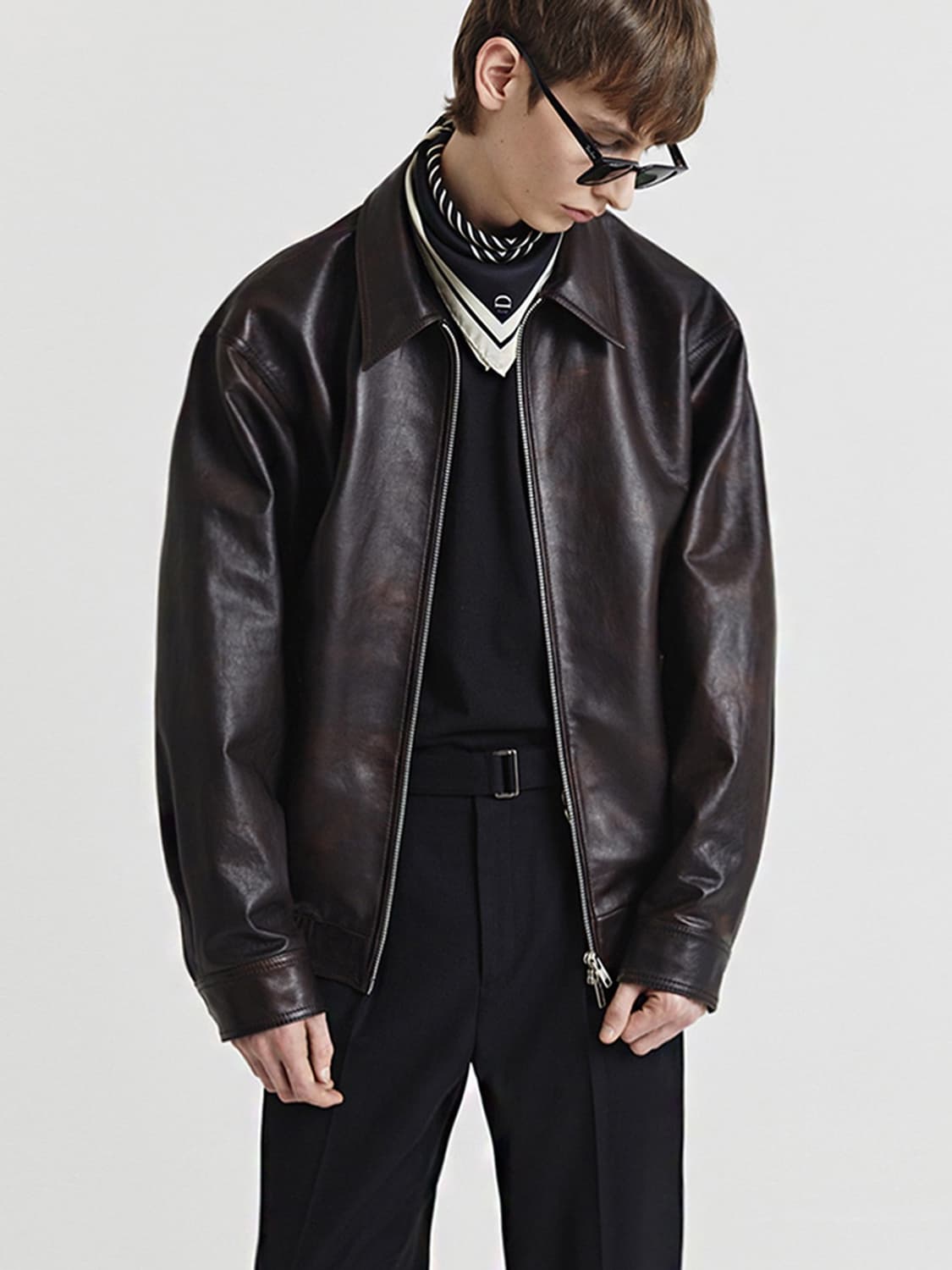 던스트 램스킨 리얼 레더 자켓 브라운 상품이미지1