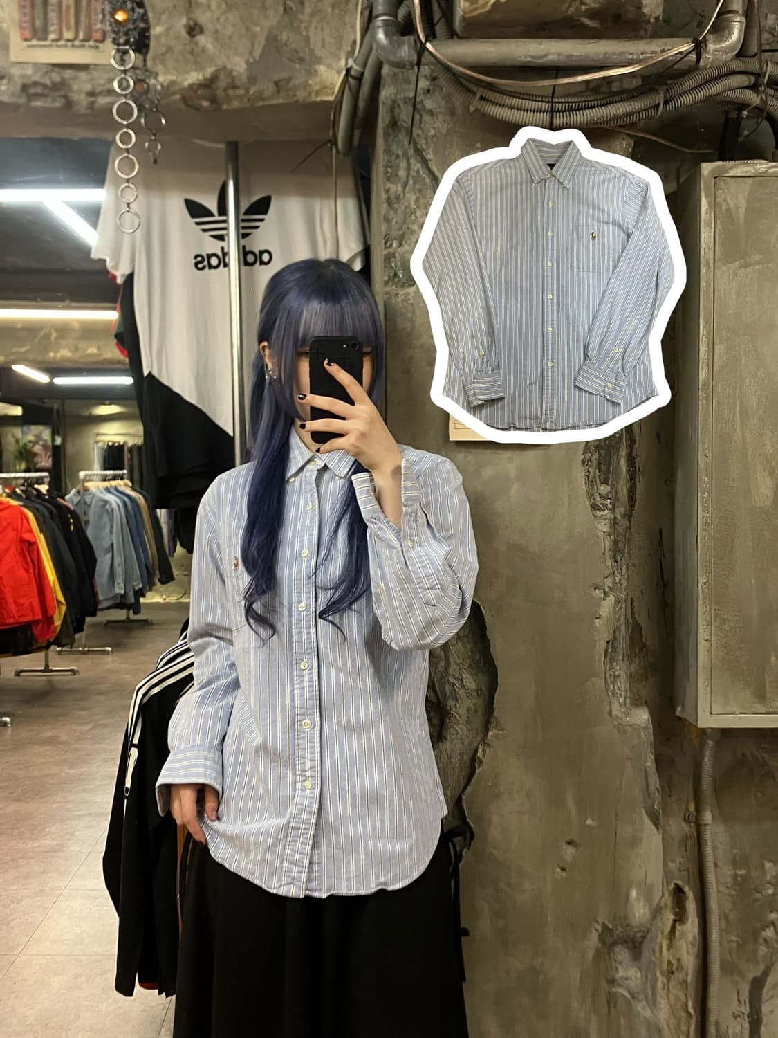 폴로 랄프로렌 스트라이프 셔츠 블루 M #csz2225 상품이미지1