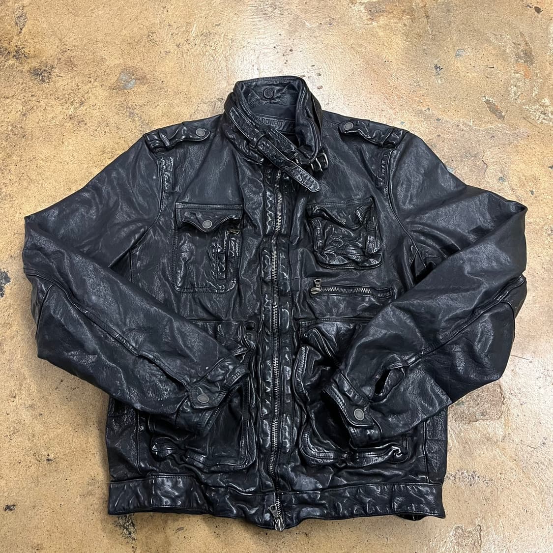 [정품/XS] 닐바렛 멀티지퍼 버팔로 레더 가죽 자켓 b17 상품이미지2