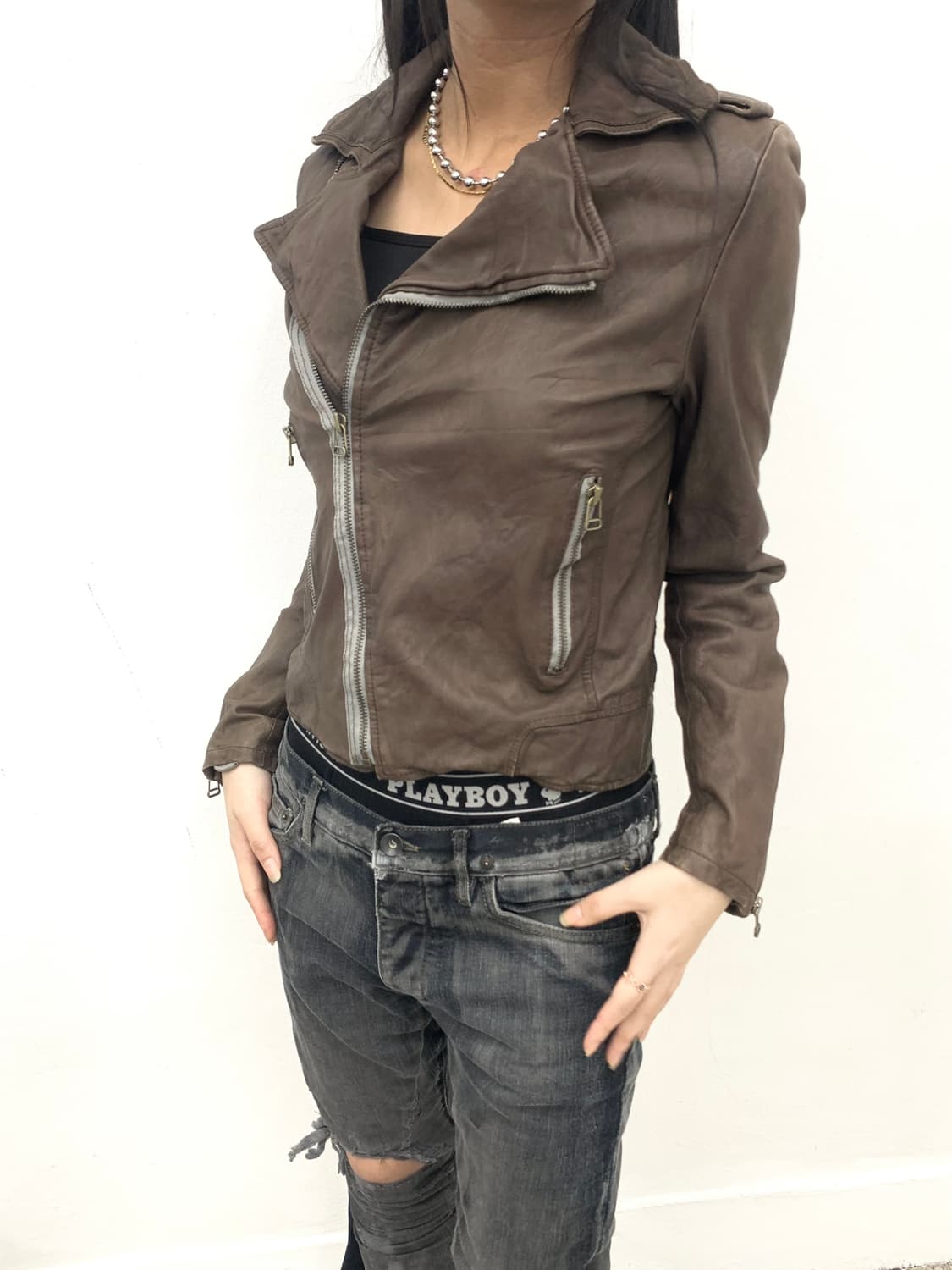 Mocha brown Italian lambskin rider jacke 상품이미지1