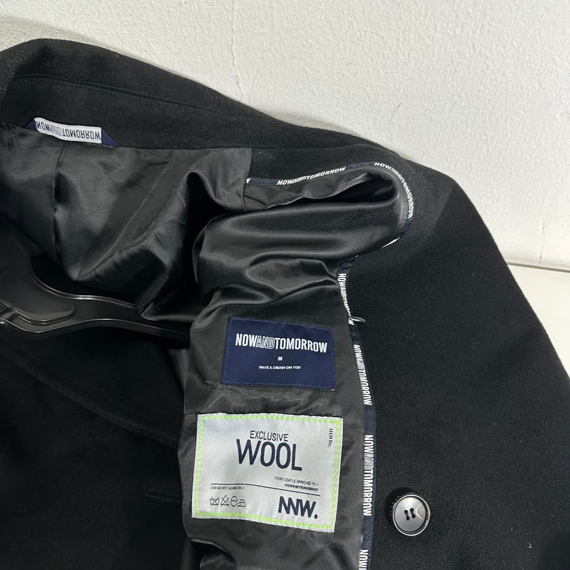 95-100 나우앤투모로우 블랙 캐시미어혼방 롱 더블코트 상품이미지6