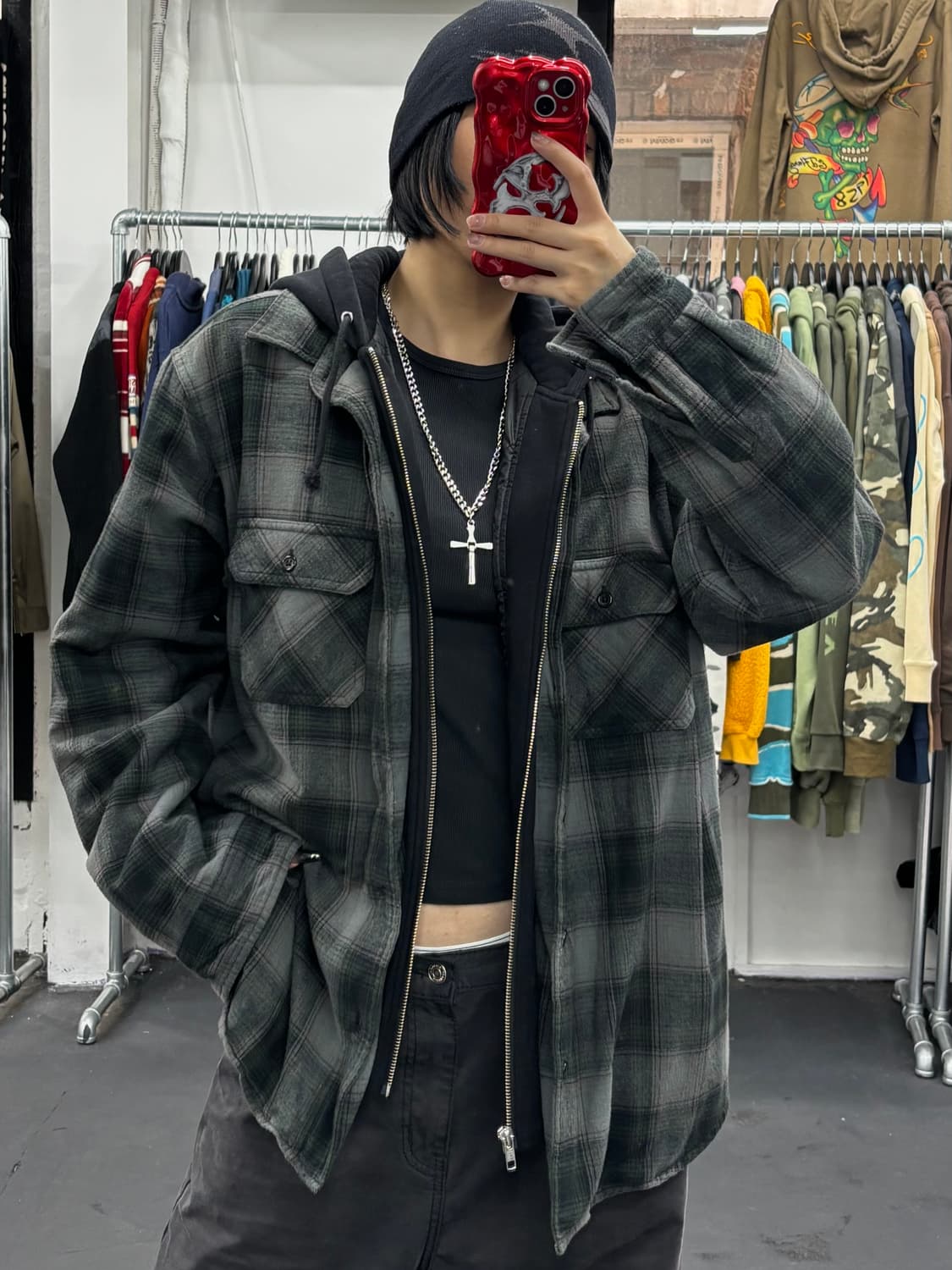 슈프림 퀼팅 후드 플란넬 자켓 상품이미지2