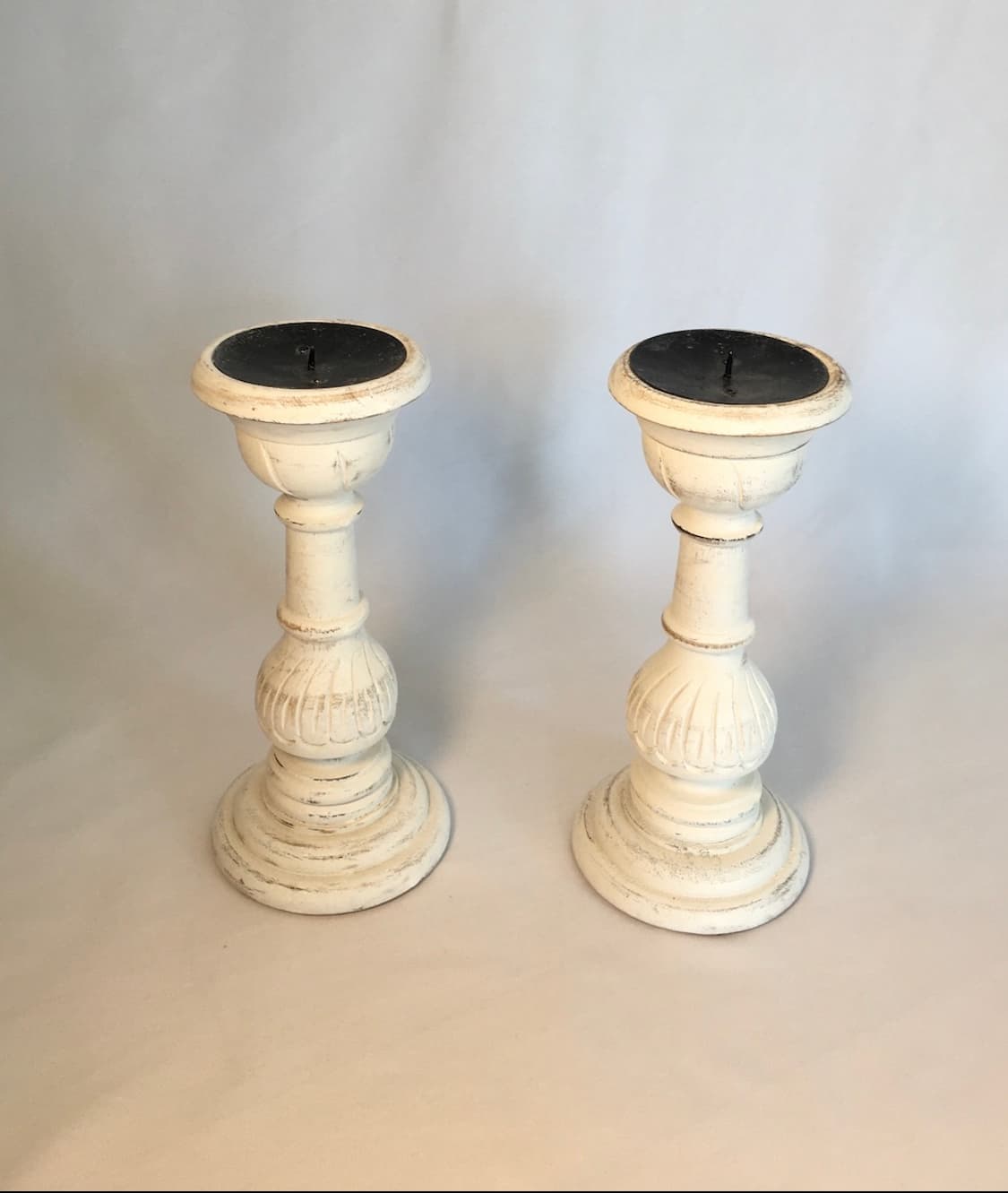 1980 스페인 빈티지 화이트 우드 캔들  2개 상품이미지1