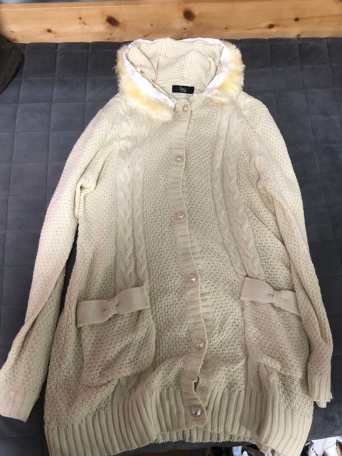 빈티지 롱 후드 니트 가디건 아이보리 상품이미지1