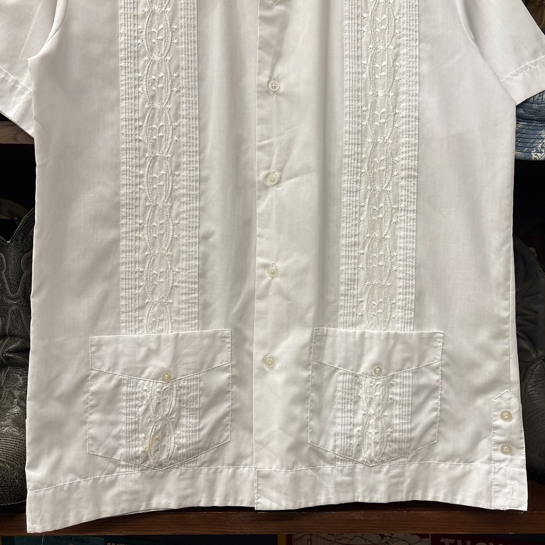 90s VICVIC 칵투스 엠브로이드 리조트카라 쿠바셔츠 N1266 상품이미지4