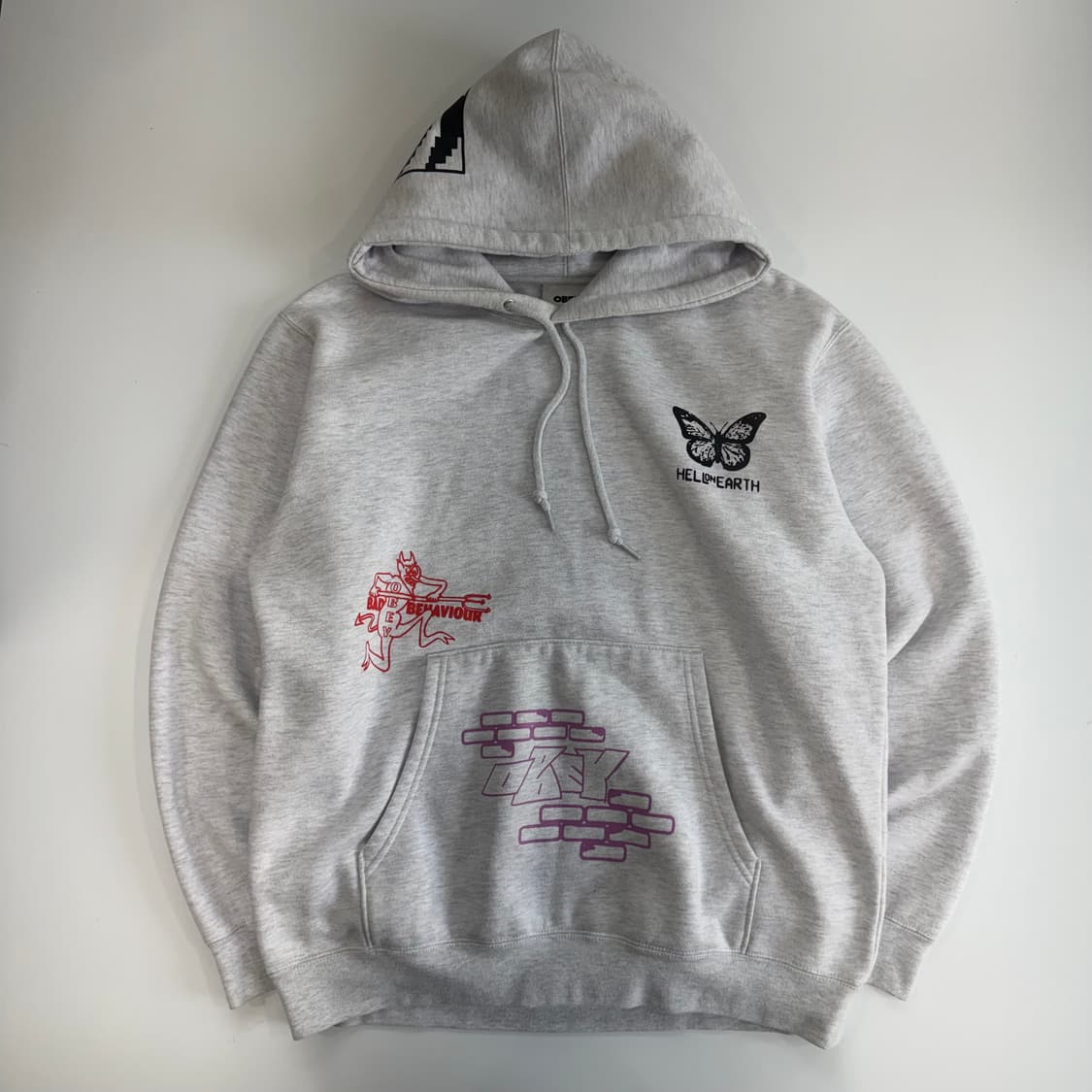 Obey 오베이 백 포인트 로고 멜란지 후드티 상품이미지5