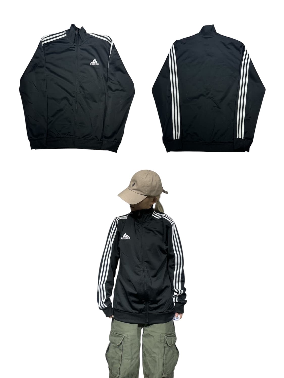 아디다스 블랙 화이트 삼선 트랙탑 져지 XL 상품이미지1