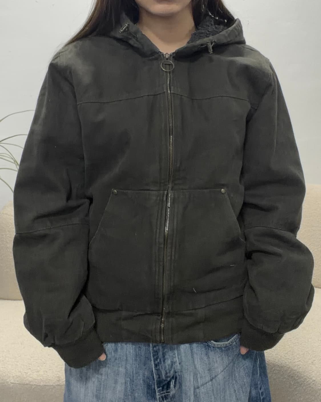 90s vintage 차콜 후드 패딩 자켓 상품이미지1