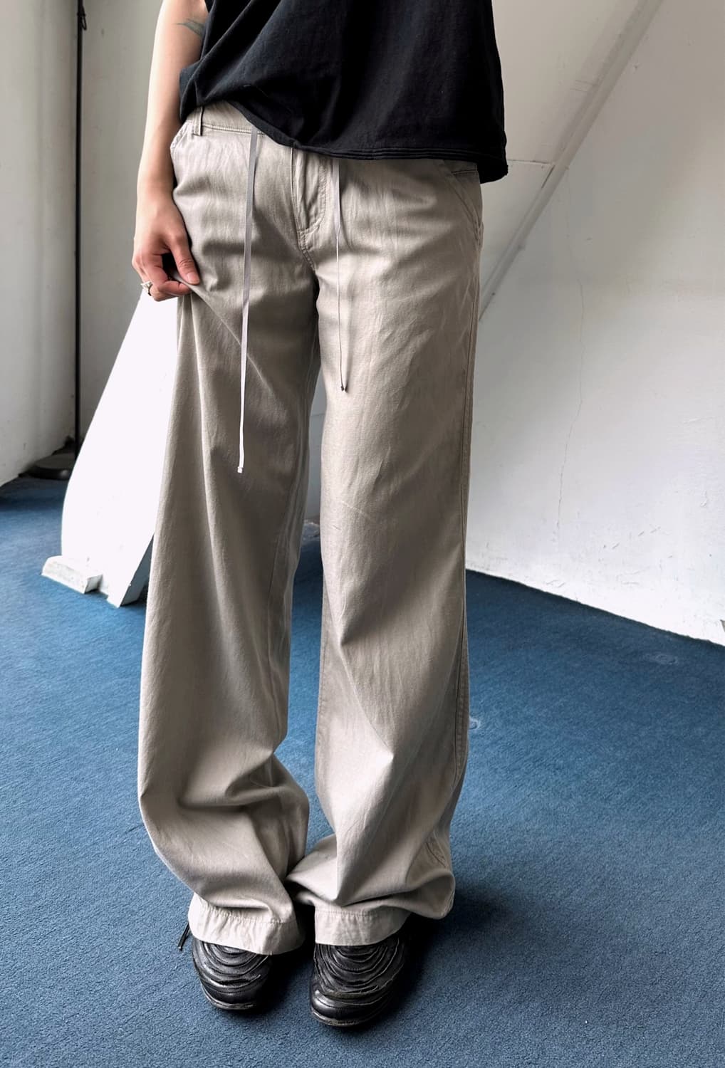 Cupro linen cotton blend straight pants 상품이미지4