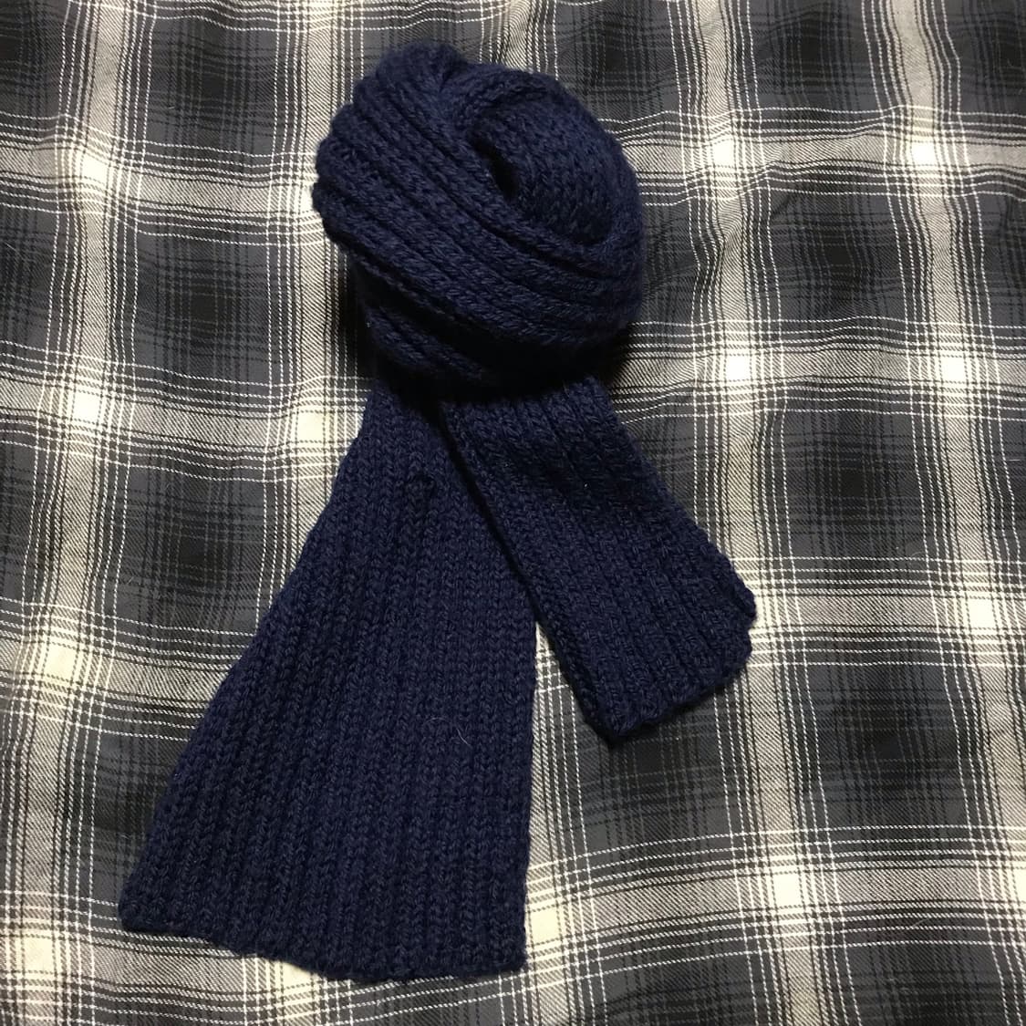 재팬 핸드메이드 뜨개질 머플러 네이비 상품이미지1