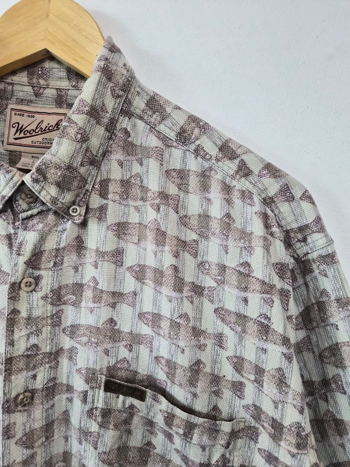 울리치WoolRich 하와이안 피쉬패턴 반팔 셔츠L - S433 상품이미지3