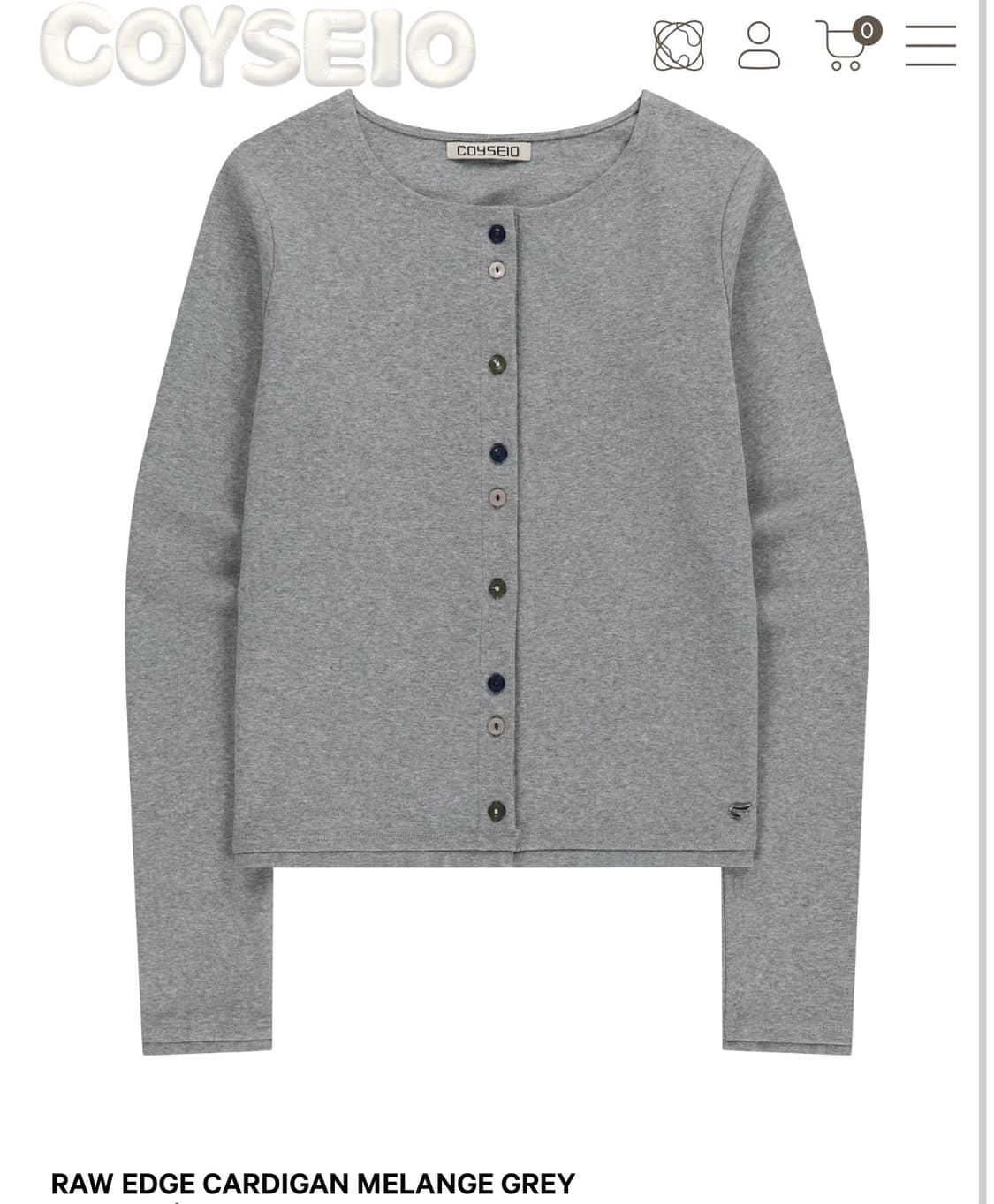 코이세이오 RAW EDGE CARDIGAN MELANGE GREY 상품이미지1