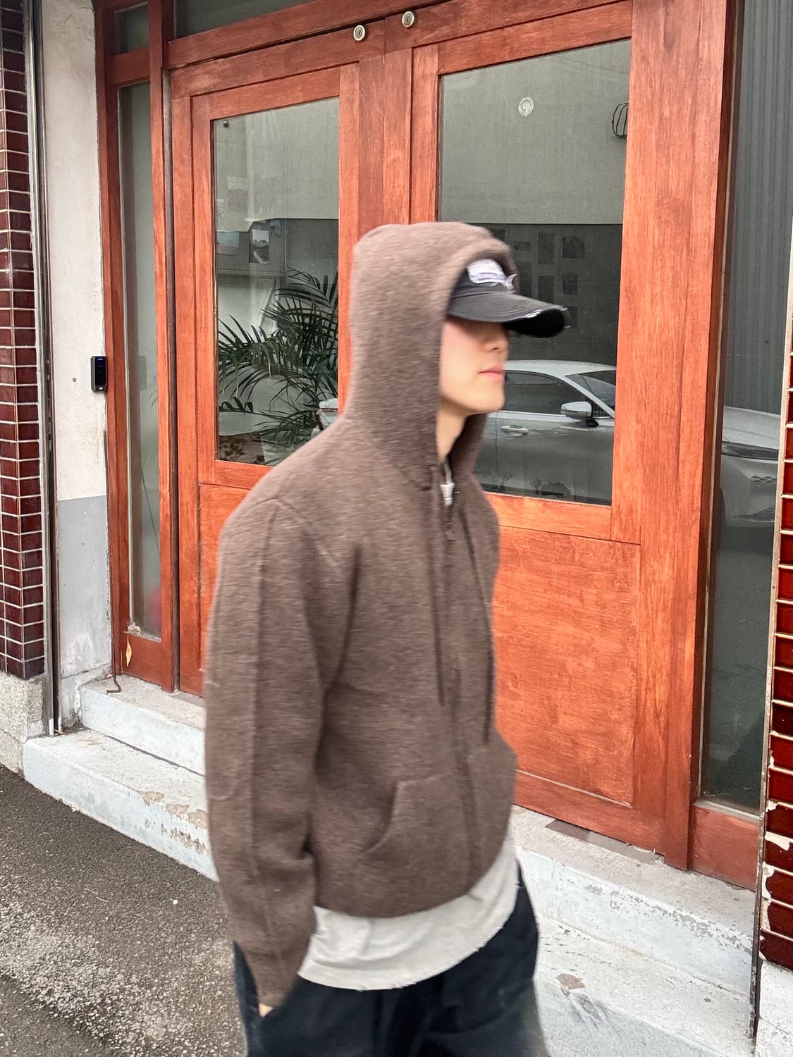 브라운 니트후드집업 상품이미지4