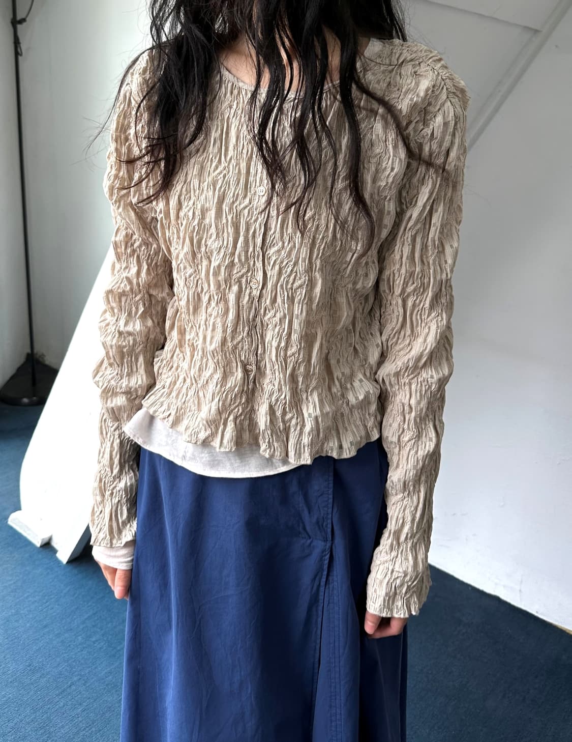 2way multi pleats design blouse top 상품이미지3