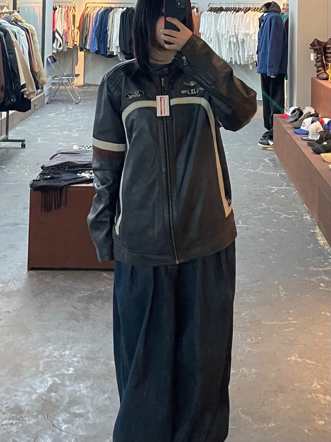 후부 빅로고 바이커 레더자켓 H1095 상품이미지1