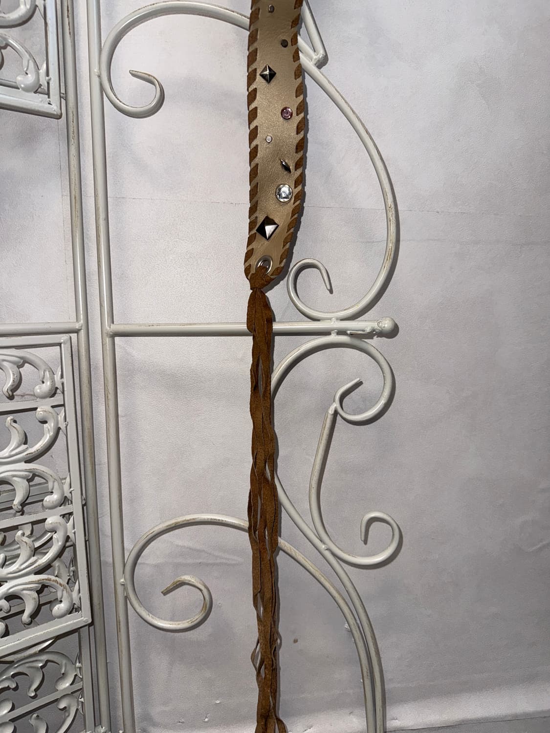 Beige brown western stud suede stitch 벨트 상품이미지6