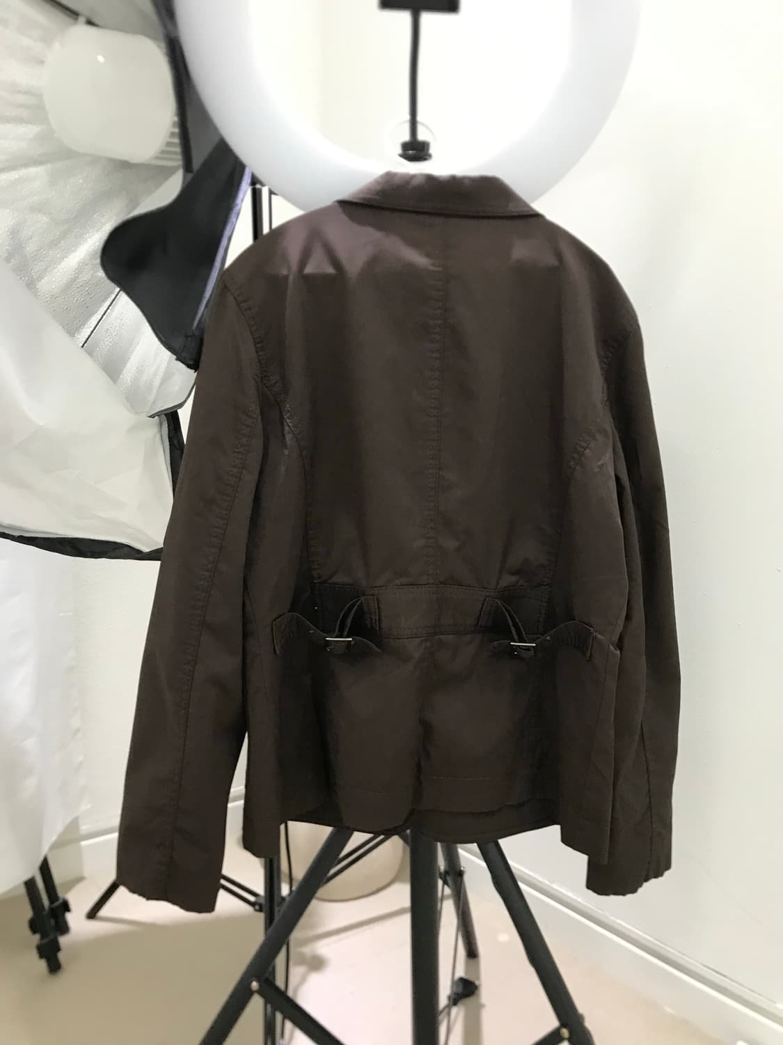 Red brown nylon belted basic jacket  상품이미지8