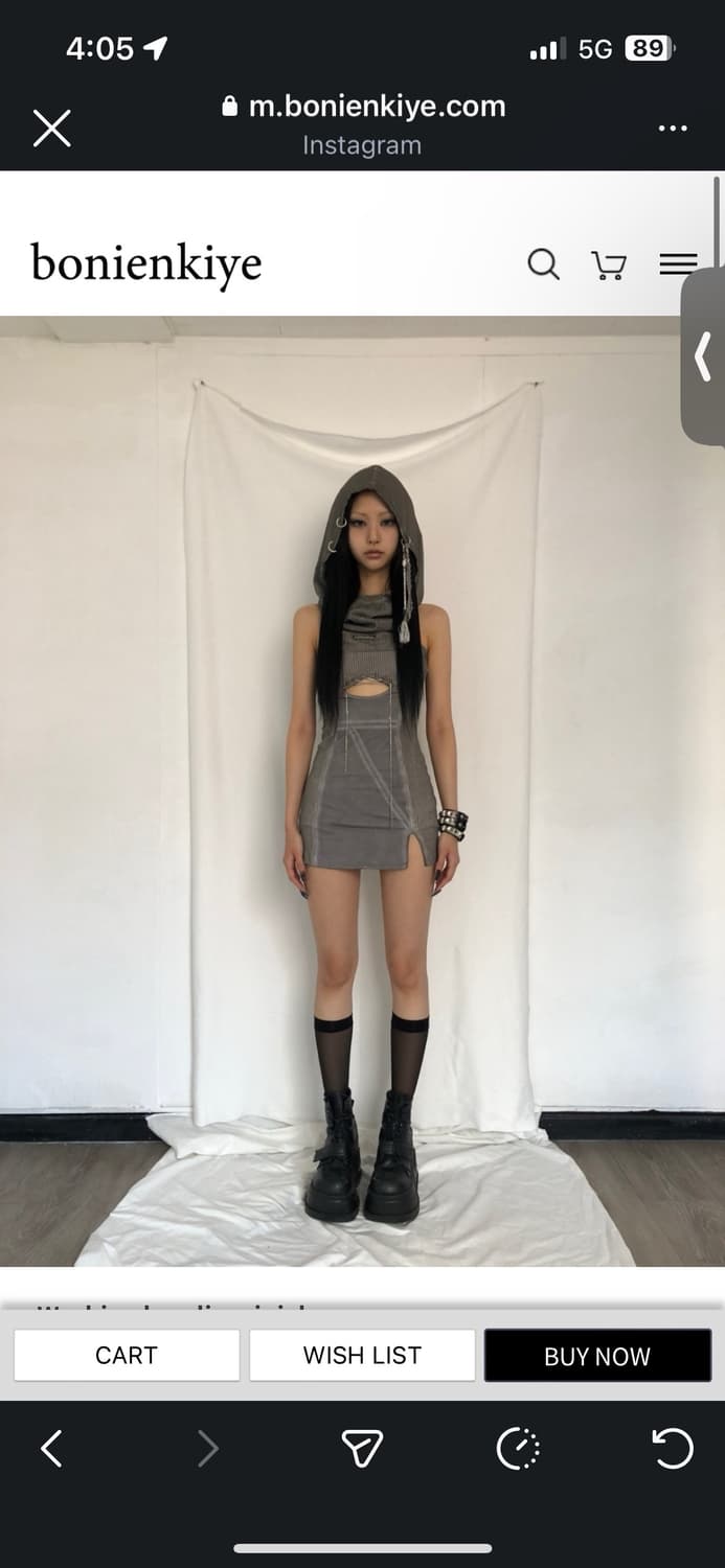 Bonienkiye 보니앤키예 워싱 후드 미니 원피스 상품이미지1