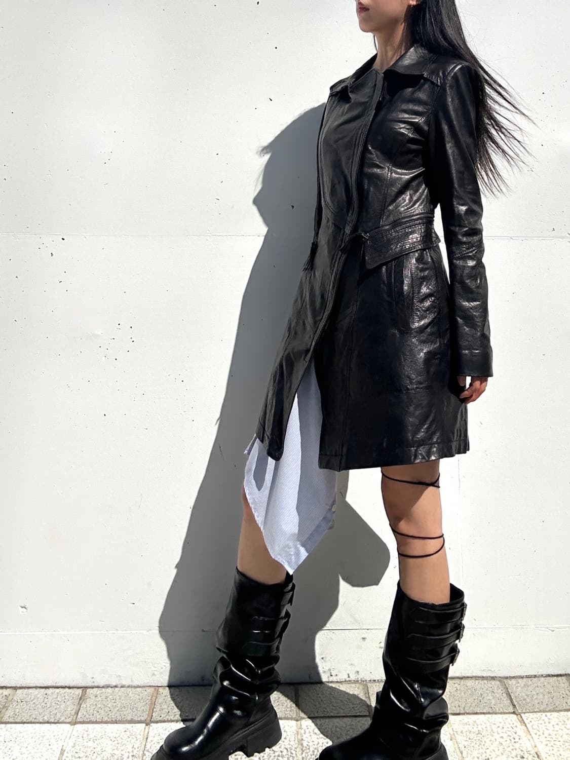 Slim chic leather jacket / black 상품이미지4