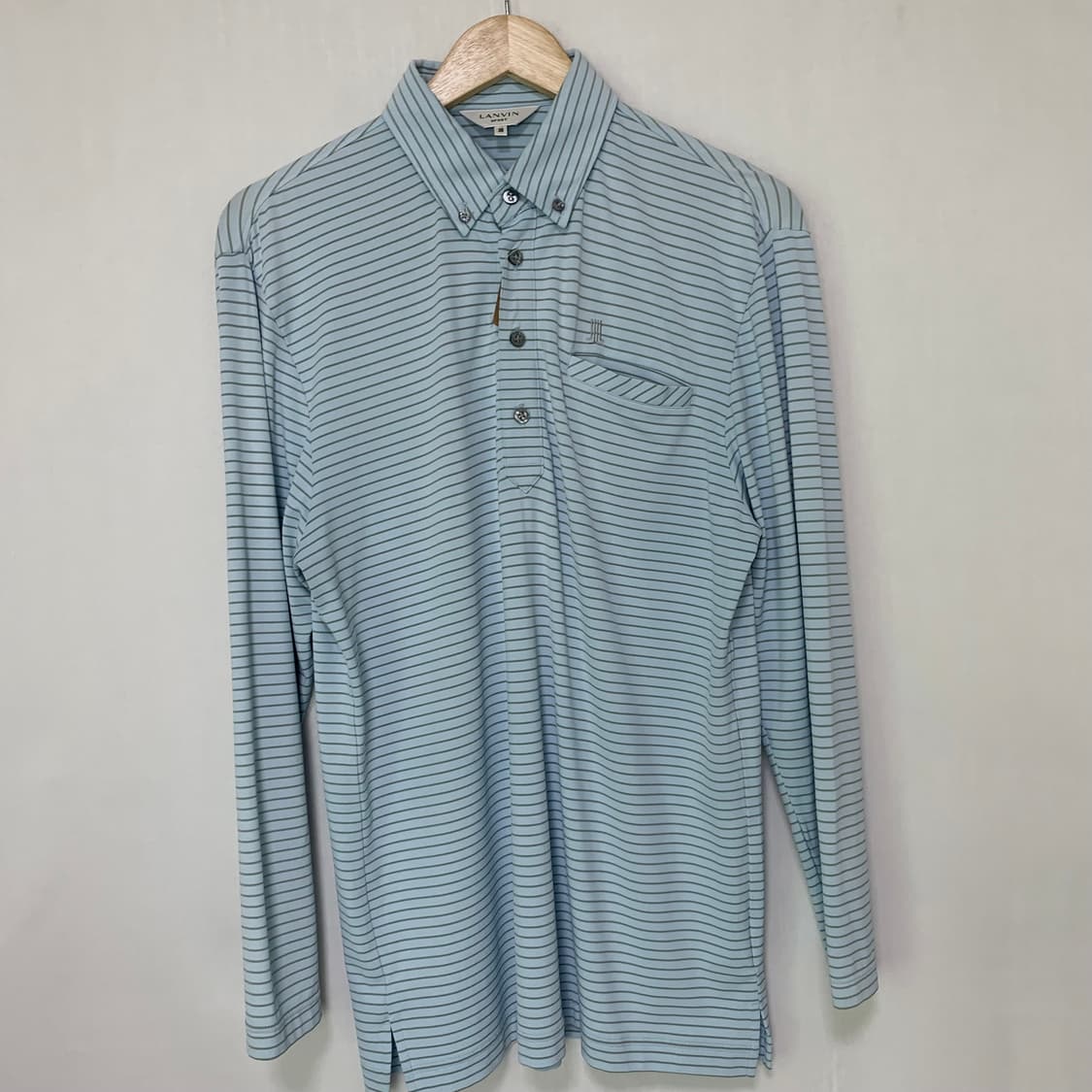 랑방 스포츠 스트라이프 긴팔 폴로티 카라 롱슬리브 스카이블루 남녀공용 상품이미지3