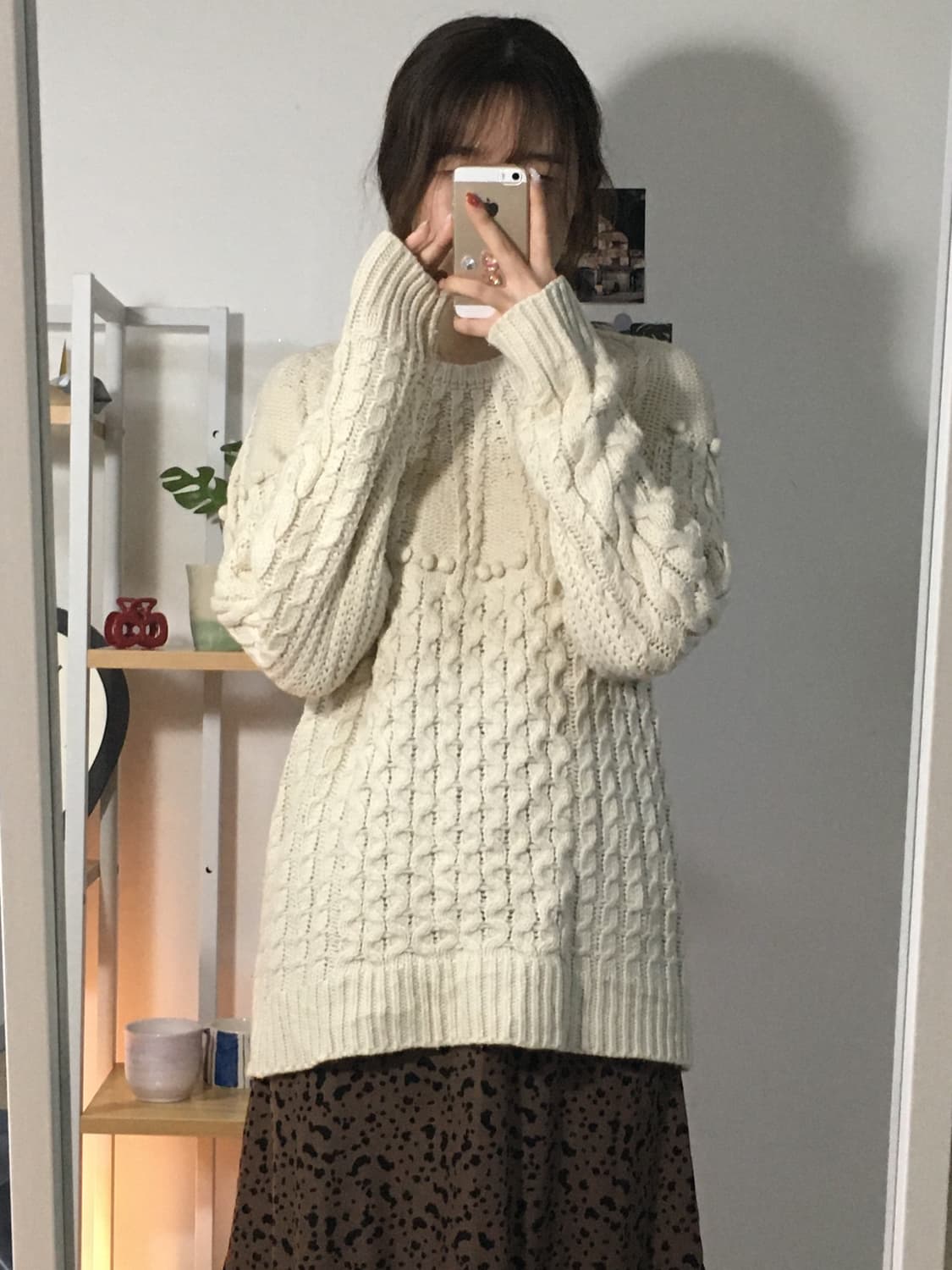 양송이크림 케이블 니트 상품이미지2