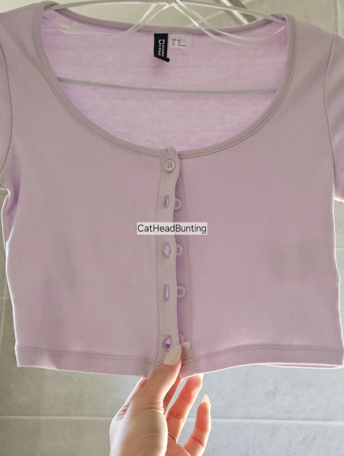 핀터무드 h&m 베이비 퍼플 반팔 가디건 크롭 탑_미착용 새상품 상품이미지3