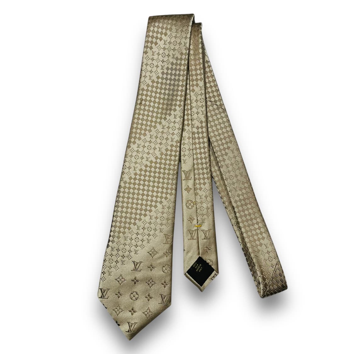 루이비통 아카이브 시그니처 로고 골드 실크 넥타이 상품이미지2