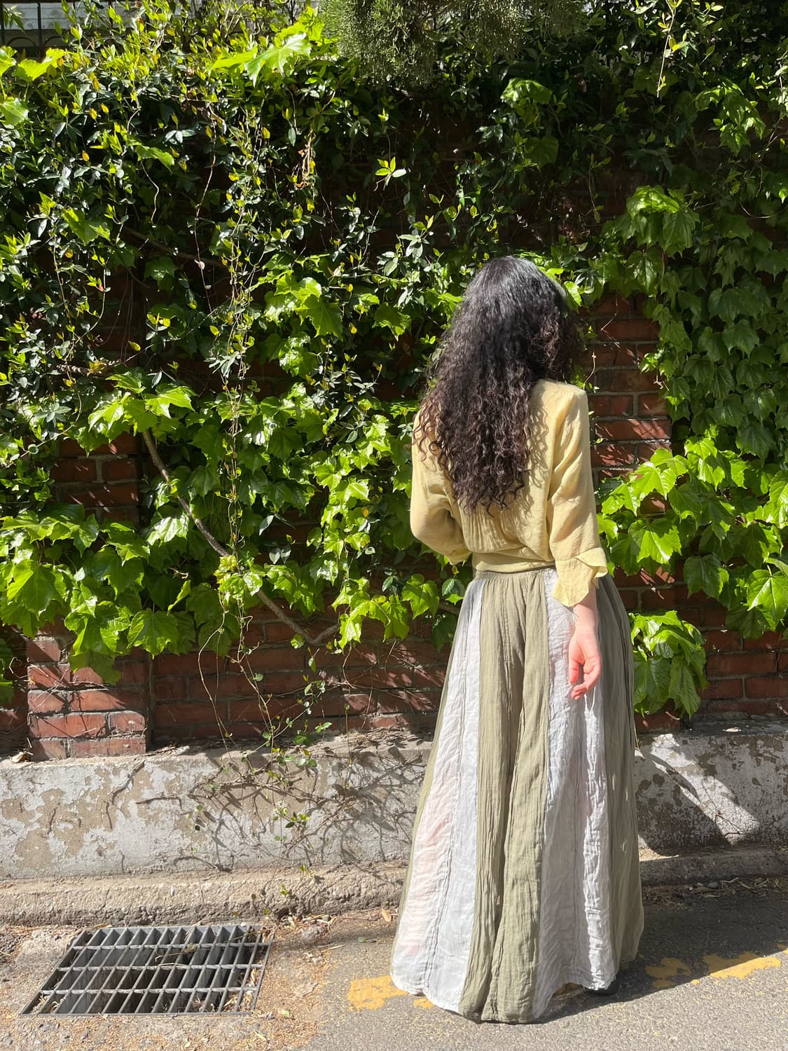 빈티지 카키 와이드 스커트 팬츠 상품이미지8