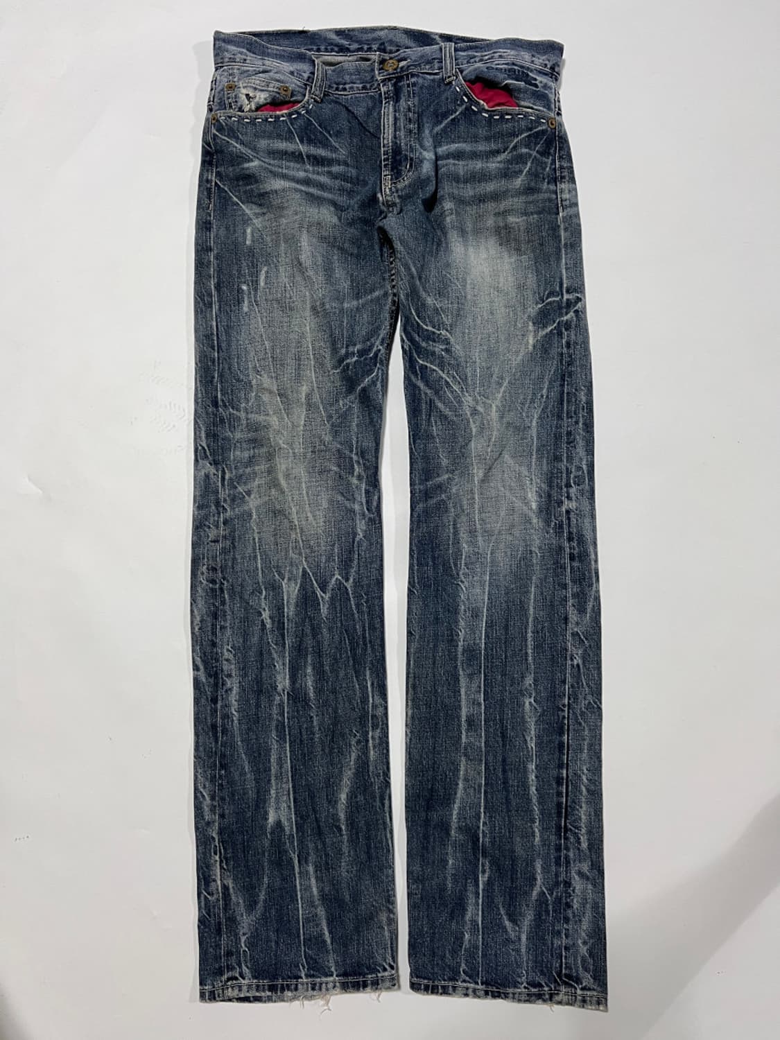 japanese vintage 포켓 디테일 y2k 펑키 워싱 데님펜츠 상품이미지3