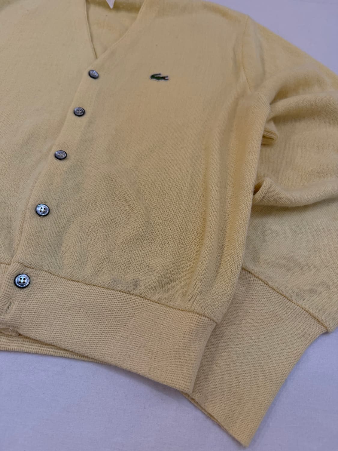 70s IZOD 라코스테 아카이브 레몬 옐로우 아크릴 가디건 상품이미지3