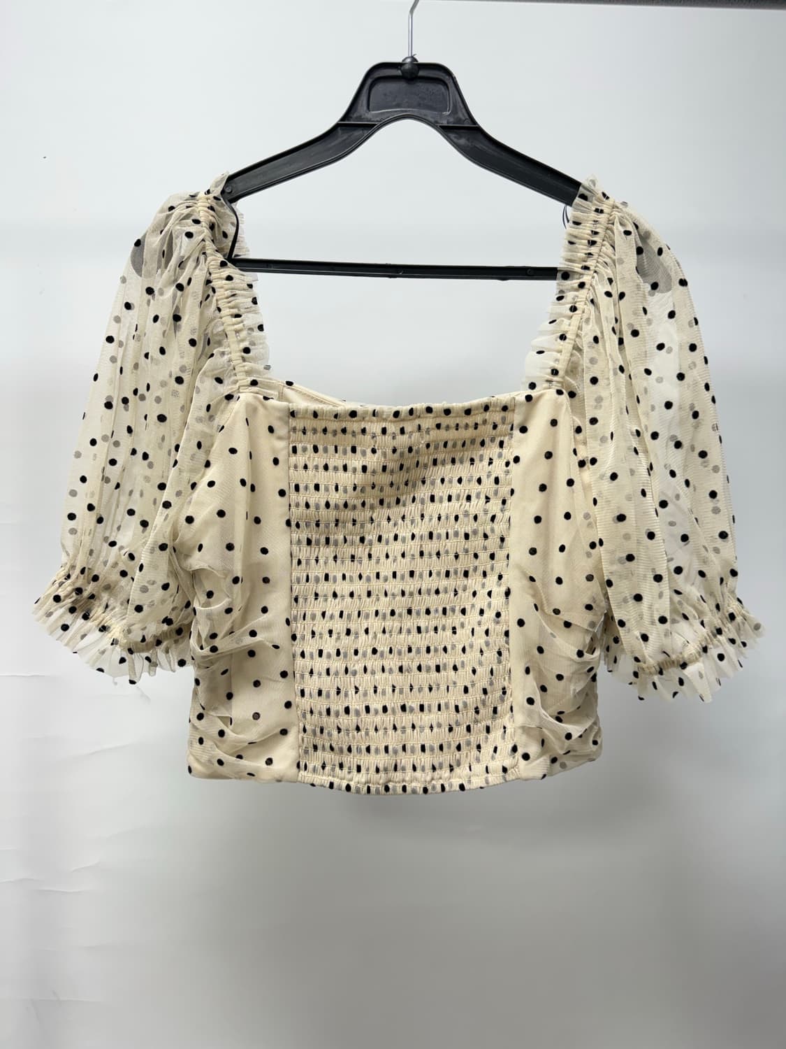 H&M 매쉬 도트 크롭 블라우스 상품이미지9