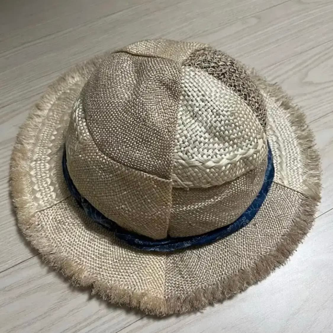 캐피탈 패치워크 밀짚 모자 상품이미지3