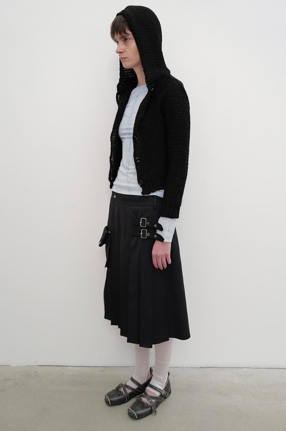 오픈와이와이 HOODED CHUNKY CARDIGAN, BLACK  상품이미지4