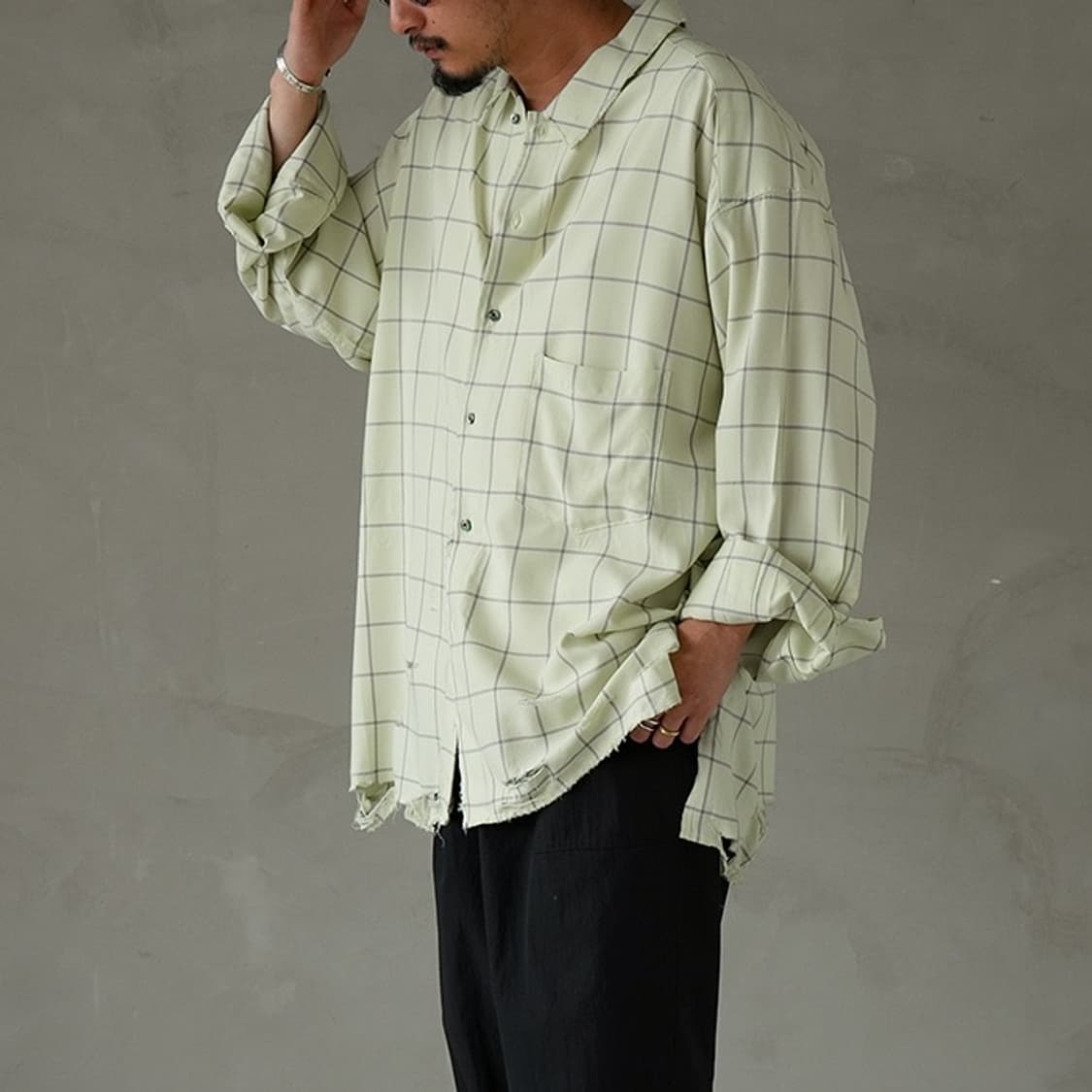 안셀름 Ancellm RAYON CHECK CRASH LS SHIRT 상품이미지2