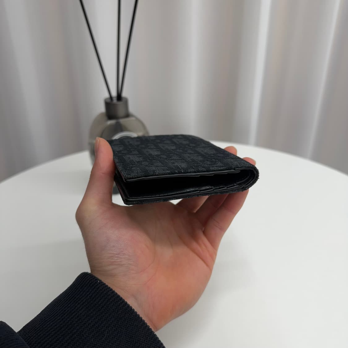 디올 오블리크 자카드 반지갑 블랙 상품이미지4