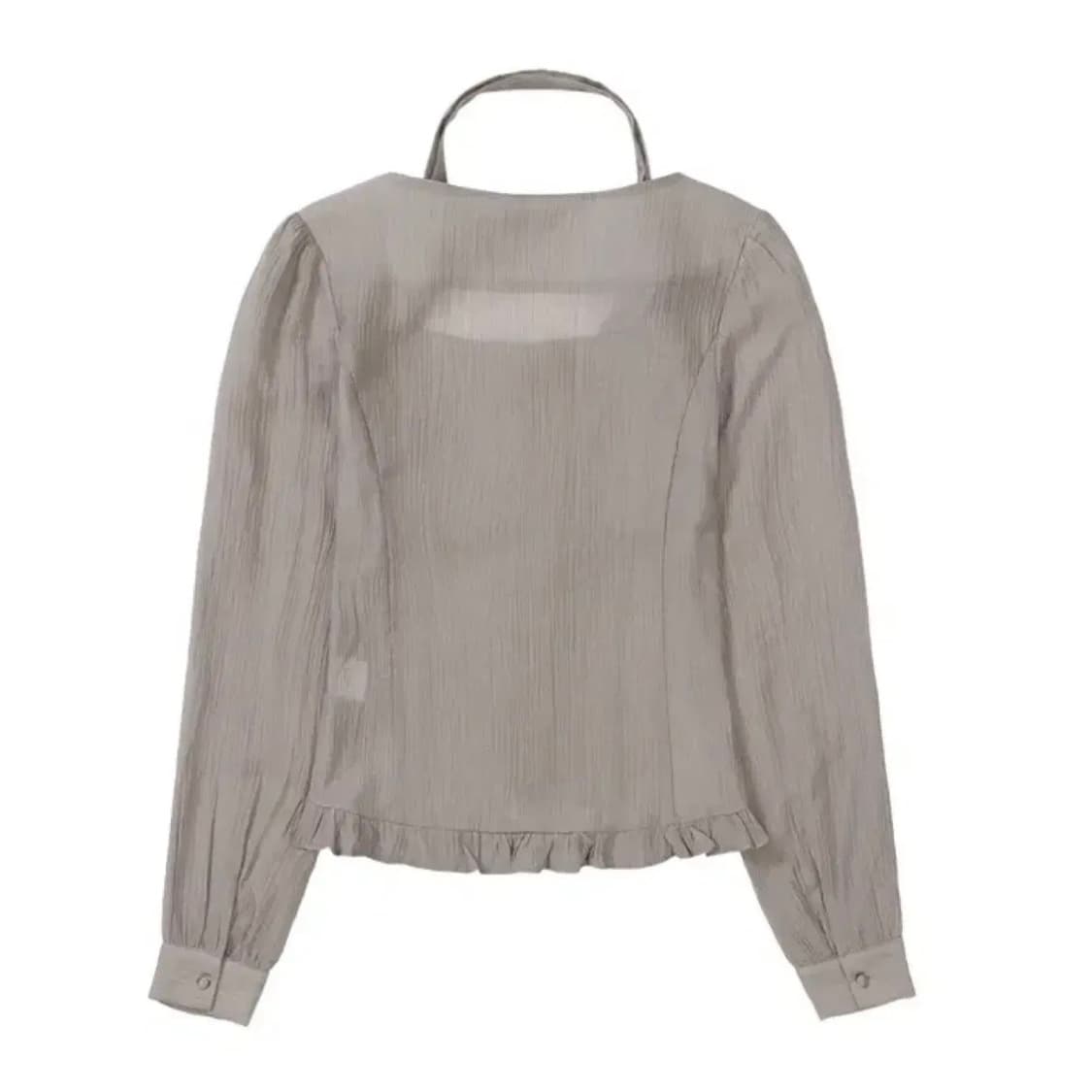 일리고 리본 타이 블라우스 그레이 상품이미지4