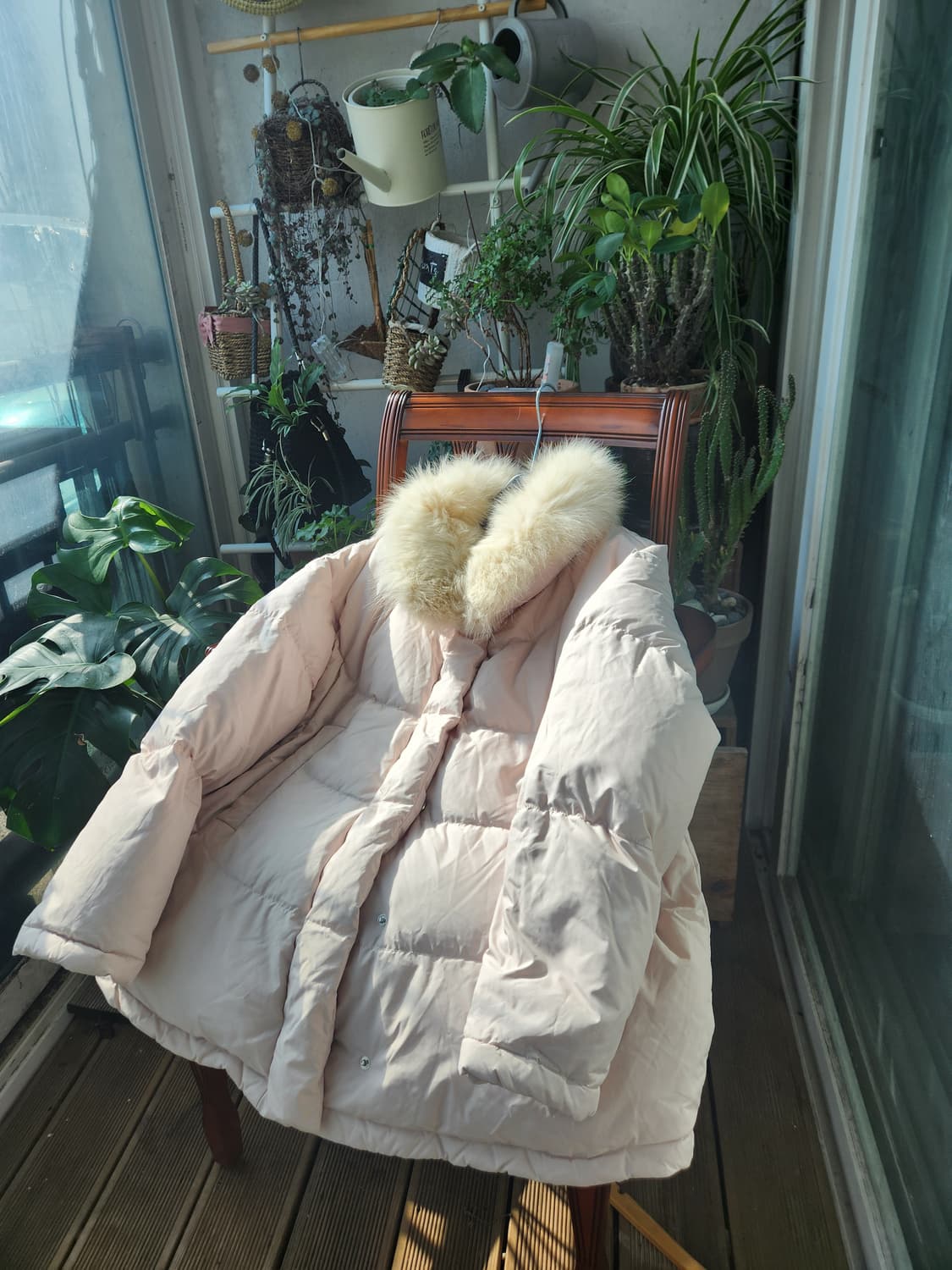 Mind Bridge아이보리 여우털퍼 카라 다운숏 패딩 점퍼 상품이미지1