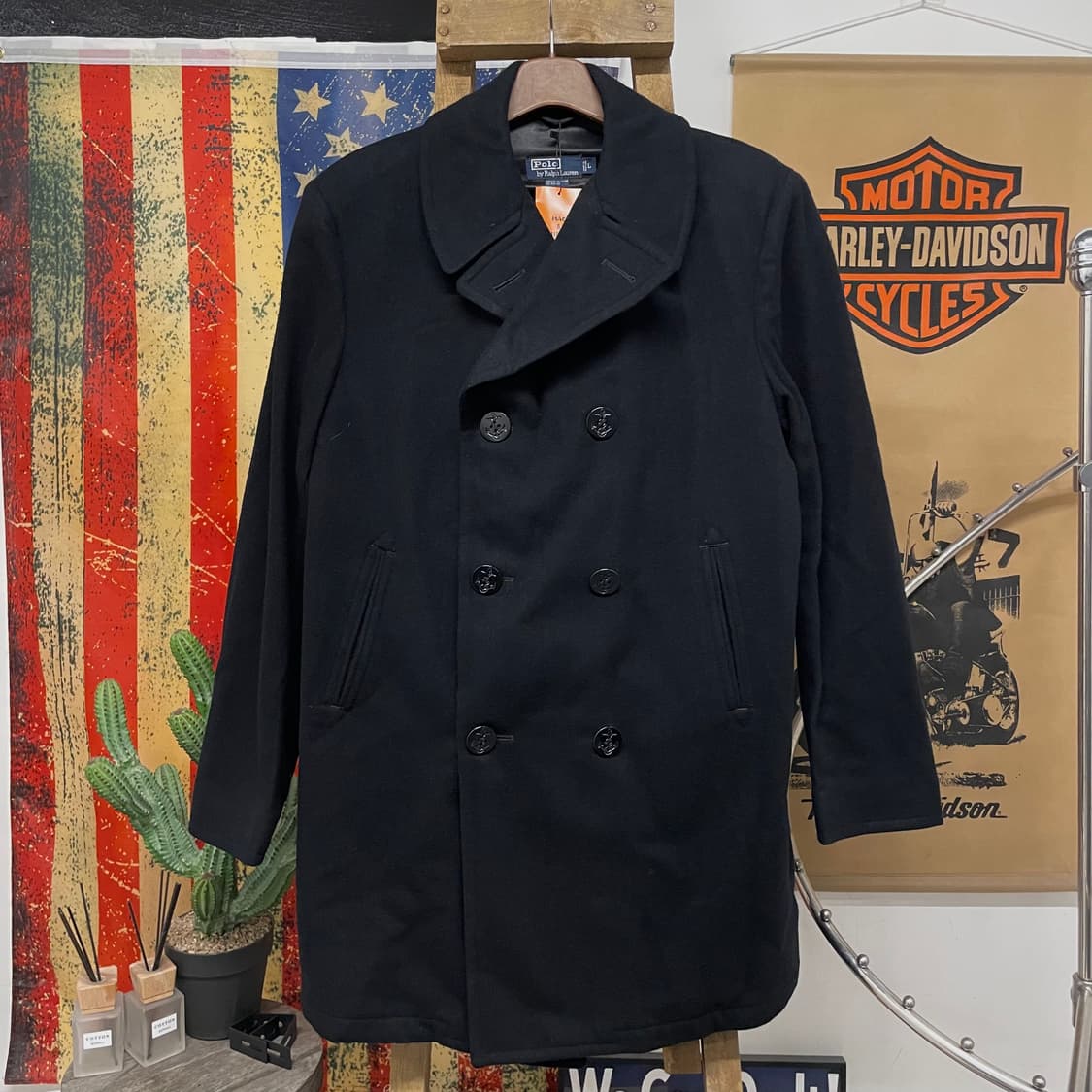 90s 폴로 랄프로렌 U.S NAVY 미 해군 피 코트 상품이미지1