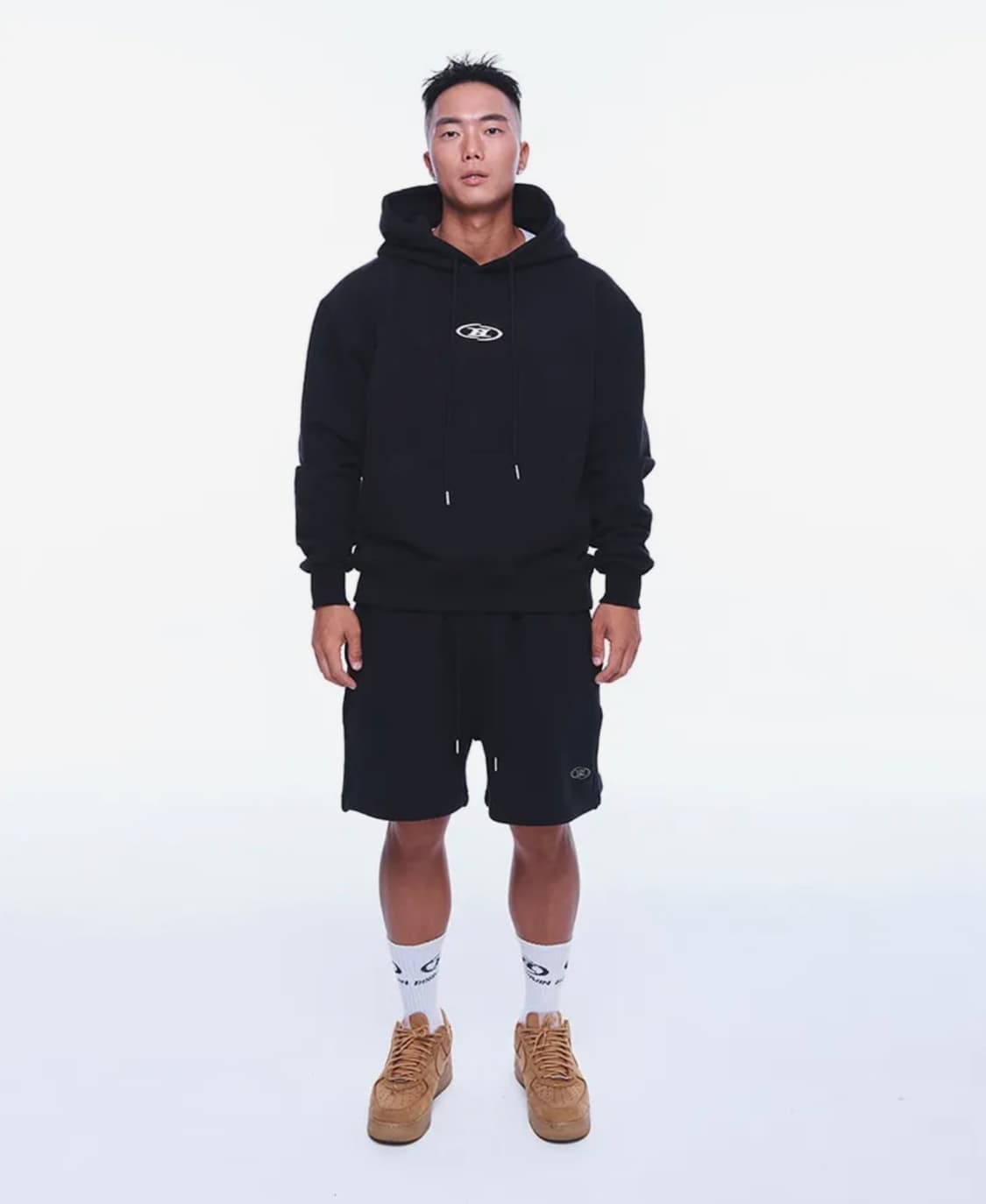 (3)본투윈 빅 크롬 B 로고 후디 블랙 후드티 상품이미지1