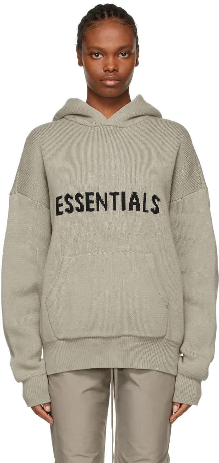 에센셜 후드 풀오버 니트 토프 타우페 L 상품이미지1