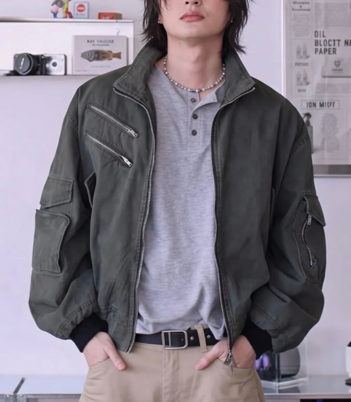 피인오 하이넥 플라이트 자켓 상품이미지1