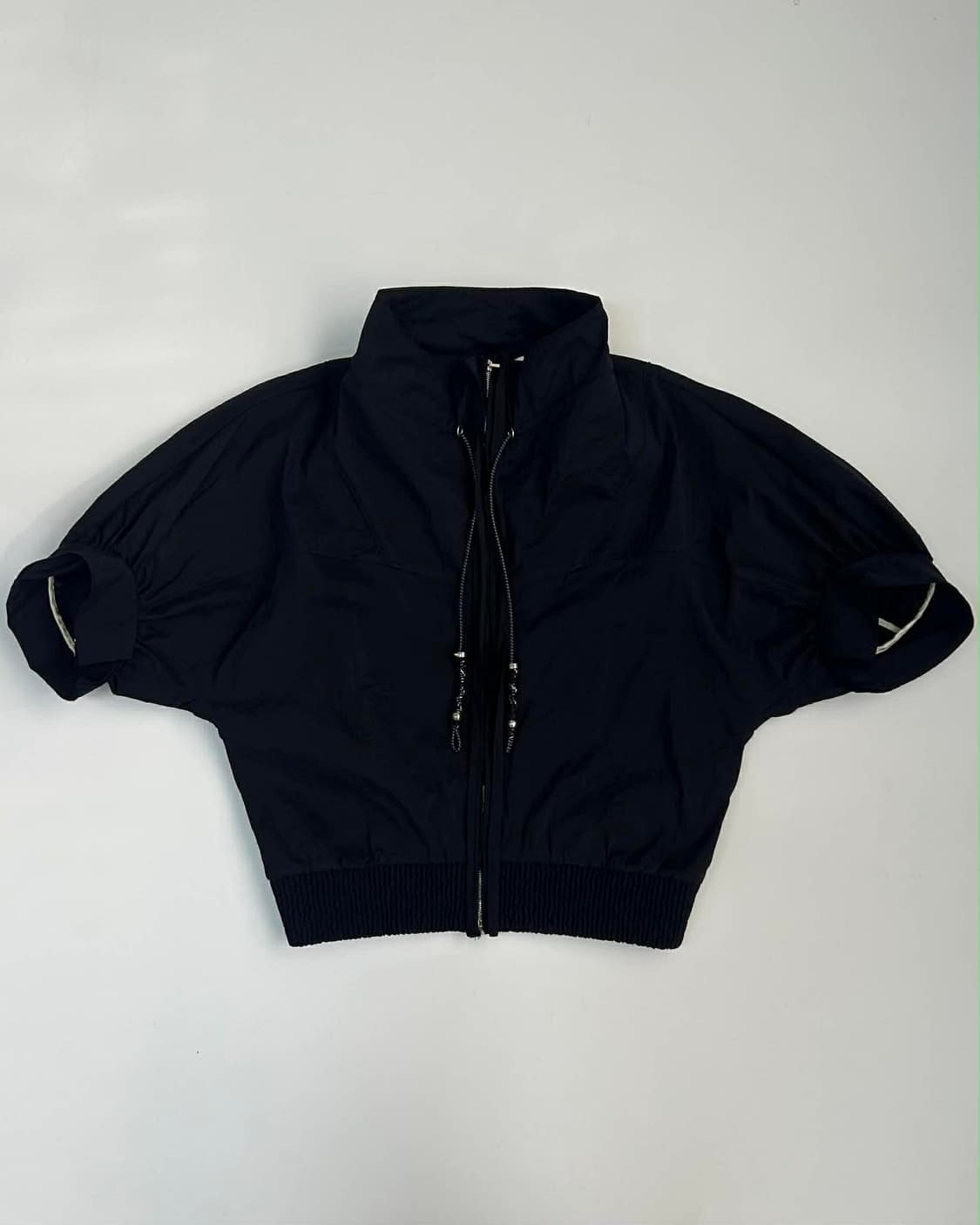 미샤 22년 신형 돌먼 반팔 크롭 블루종 집업 자켓 상품이미지1