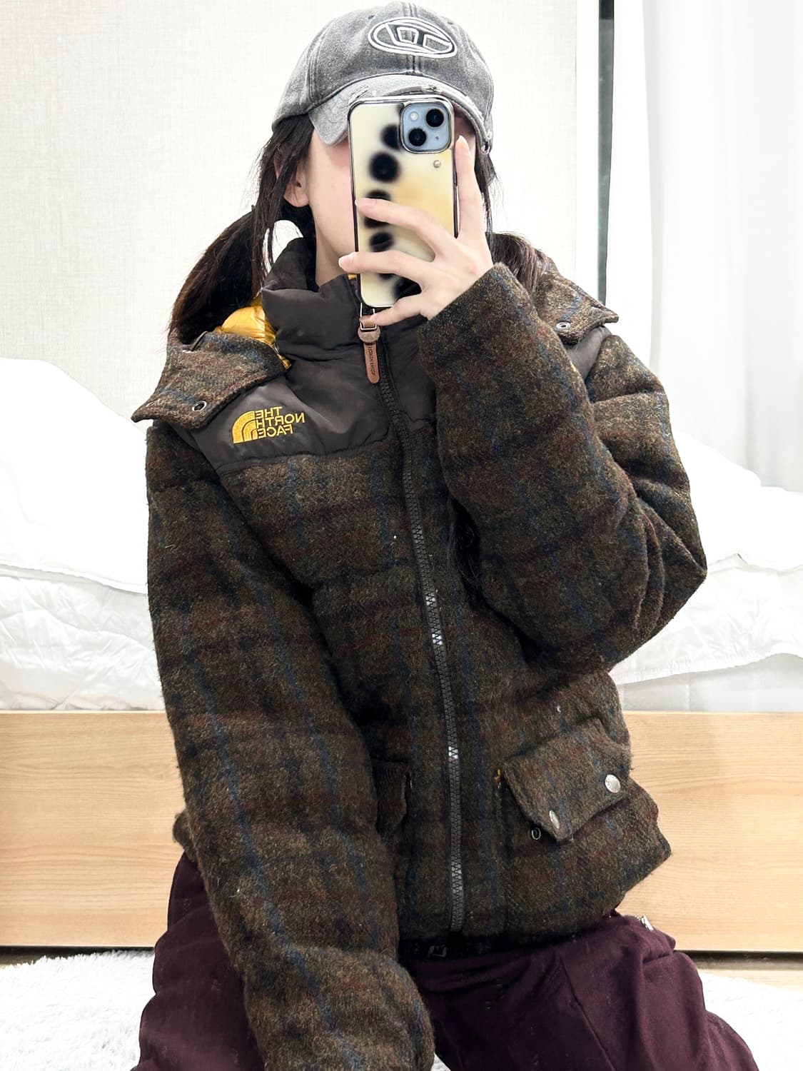 노스페이스 해리스트위드 브라운 체크패딩 상품이미지3