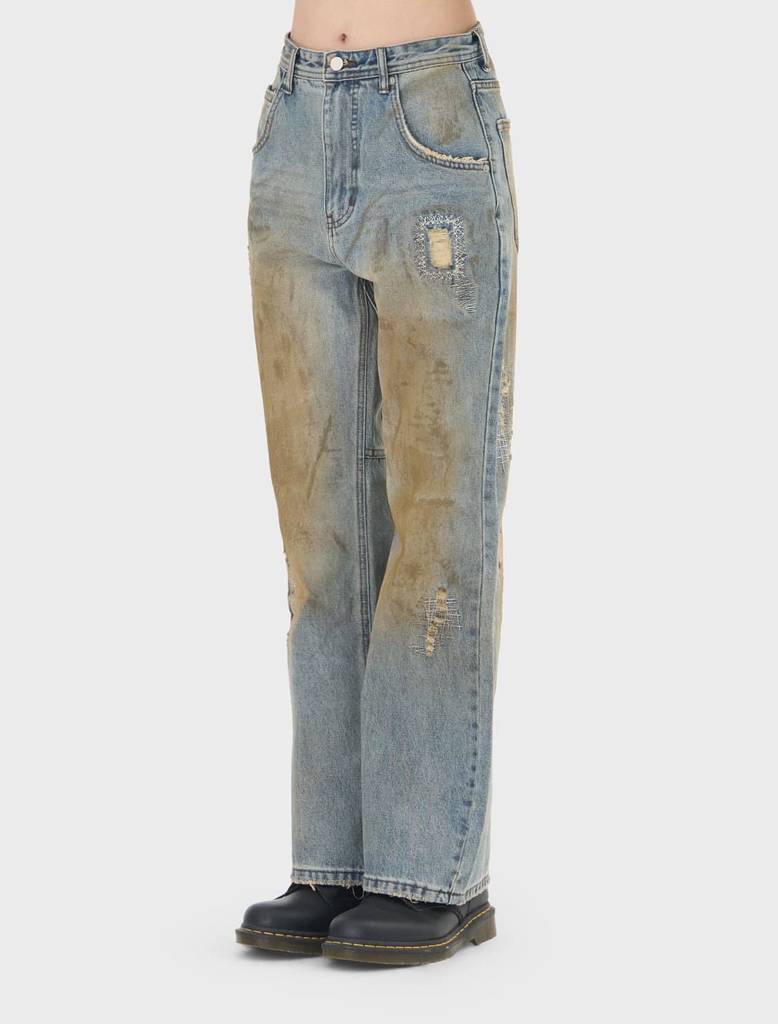 구해요) 앤더슨벨 유니섹스 디스트로이드 와이드 레그 진 24 상품이미지1