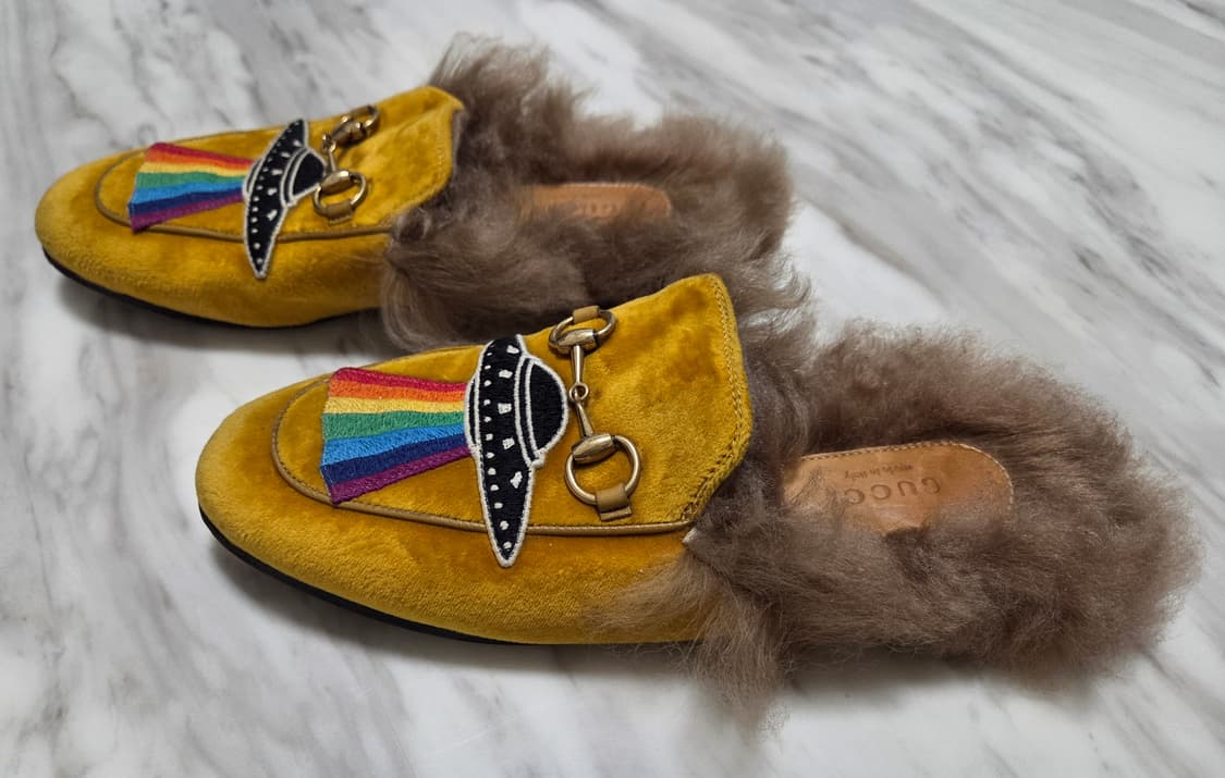 구찌 프린스타운 벨벳 머스더트 퍼 뮬 상품이미지3