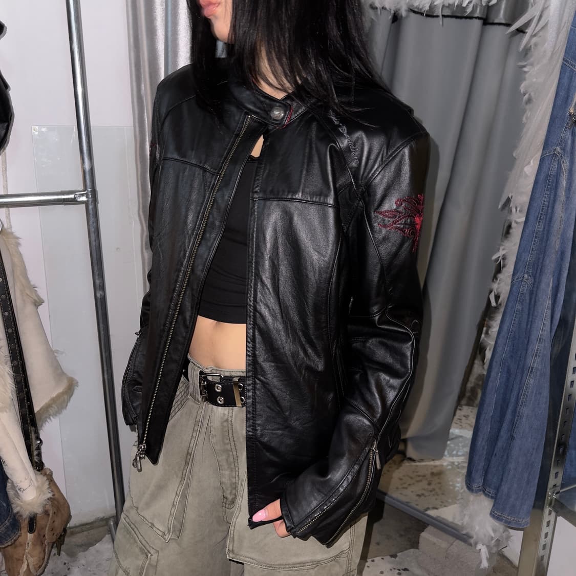 2005년 y2k 할리데이비슨 하트 가죽자켓 상품이미지8