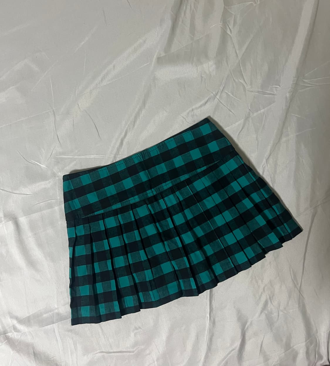 ✨vintage mint check pleats skirt 프레피룩✨ 상품이미지3