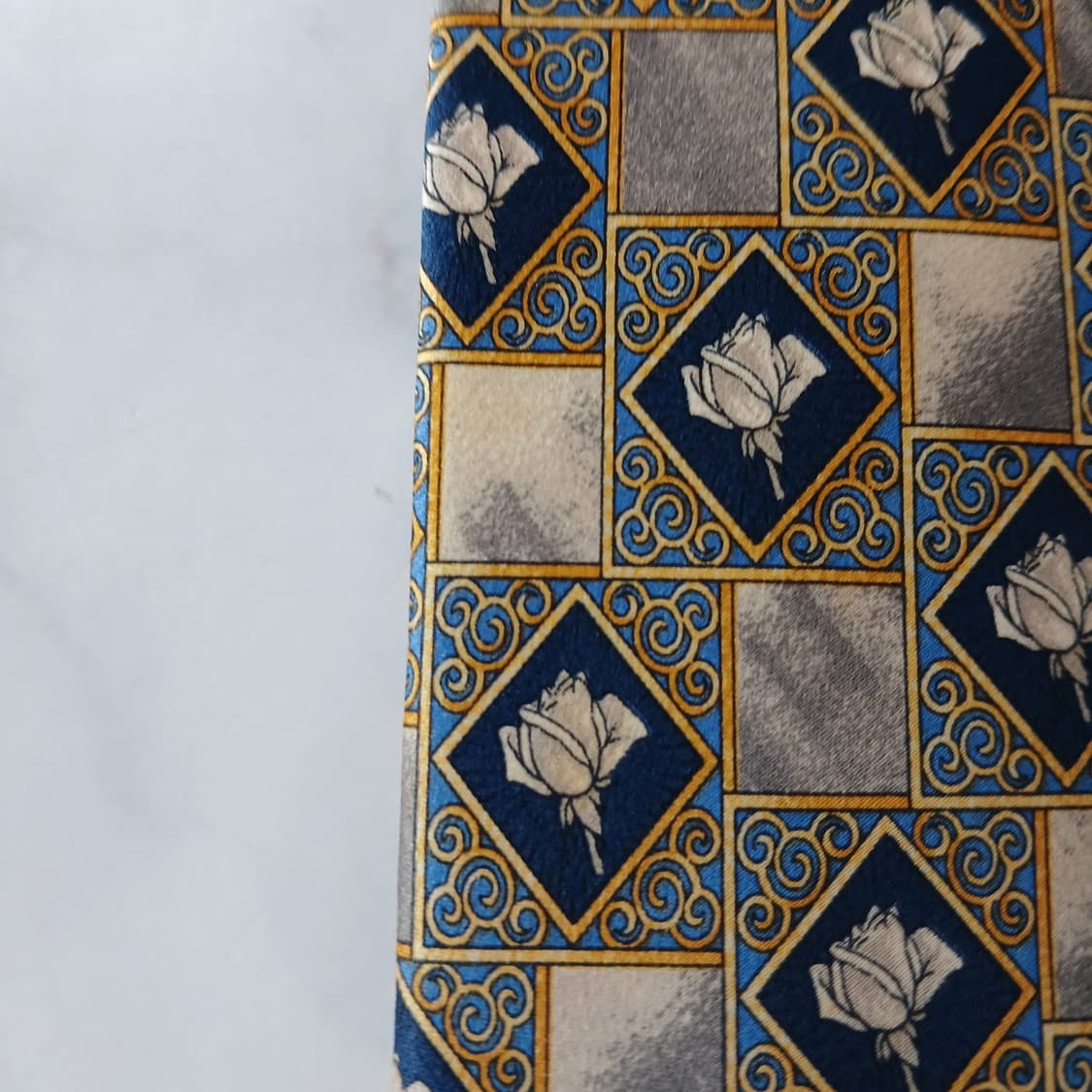 랑방 실크 기하 플라워 패턴 넥타이 9.2cm B등급 A19553 상품이미지7